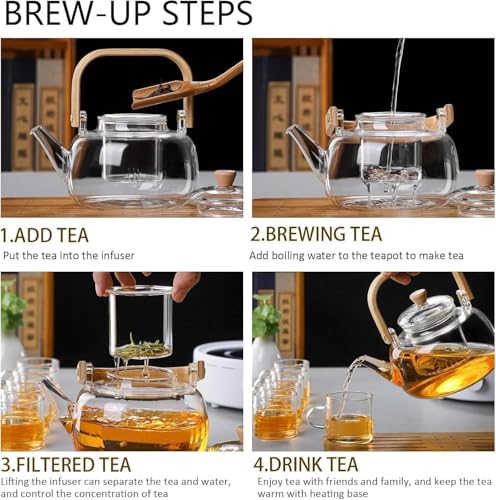Jinelza Borosilicate Glass Teapot 900ml