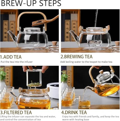 Jinelza Borosilicate Glass Teapot 900ml
