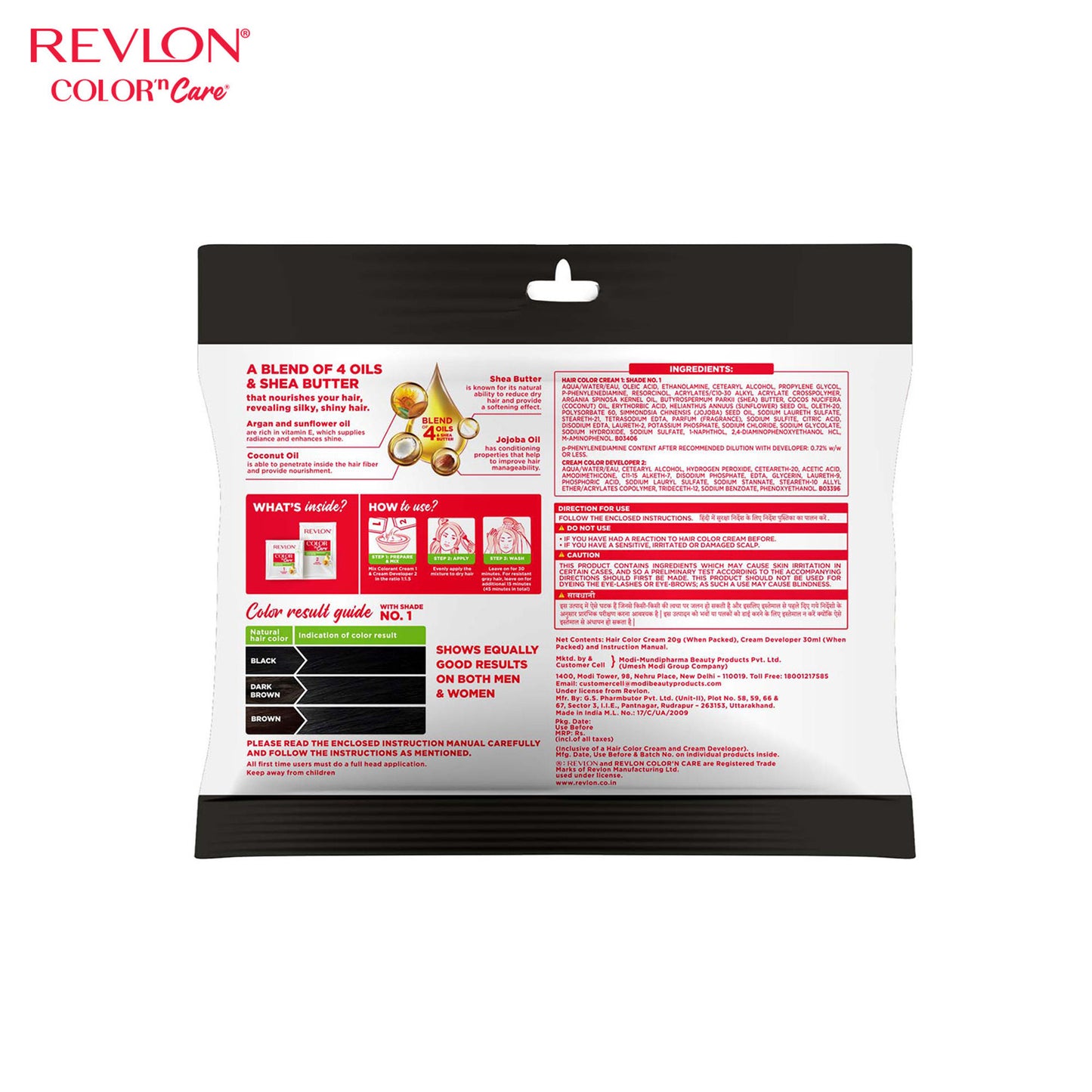 Revlon Color 'n Care Nourishing Permanent Hair Color Sachet - 1 Natural Black