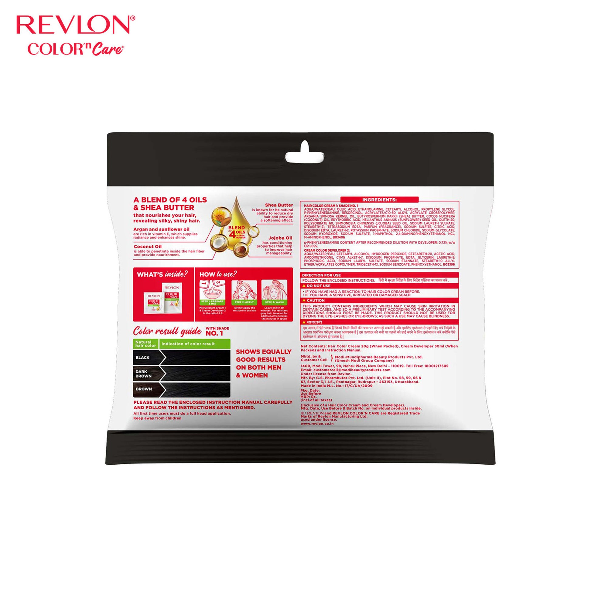 Revlon Color 'n Care Nourishing Permanent Hair Color Sachet - 1 Natural Black