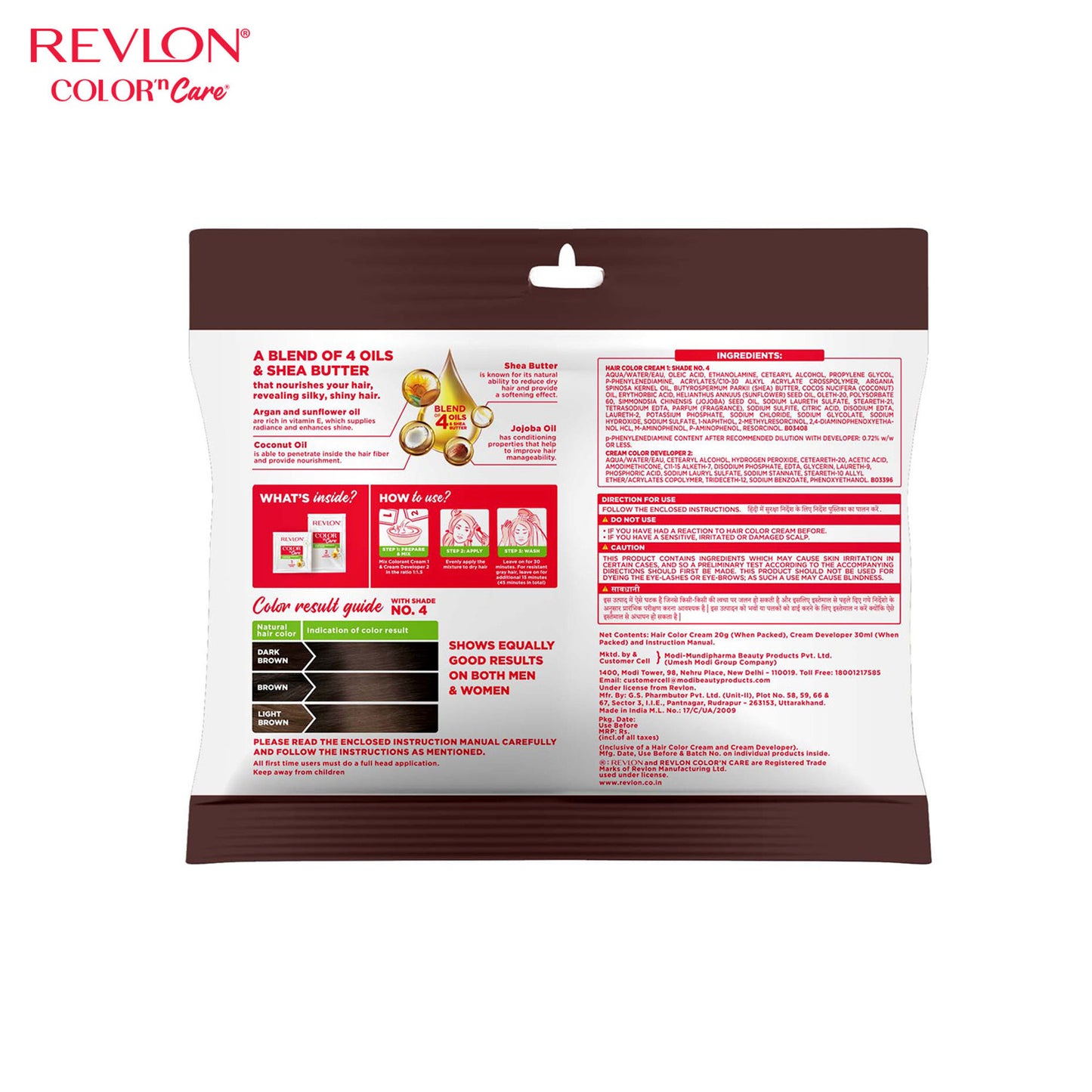 Revlon Color 'n Care Nourishing Permanent Hair Color Sachet - 4 Brown