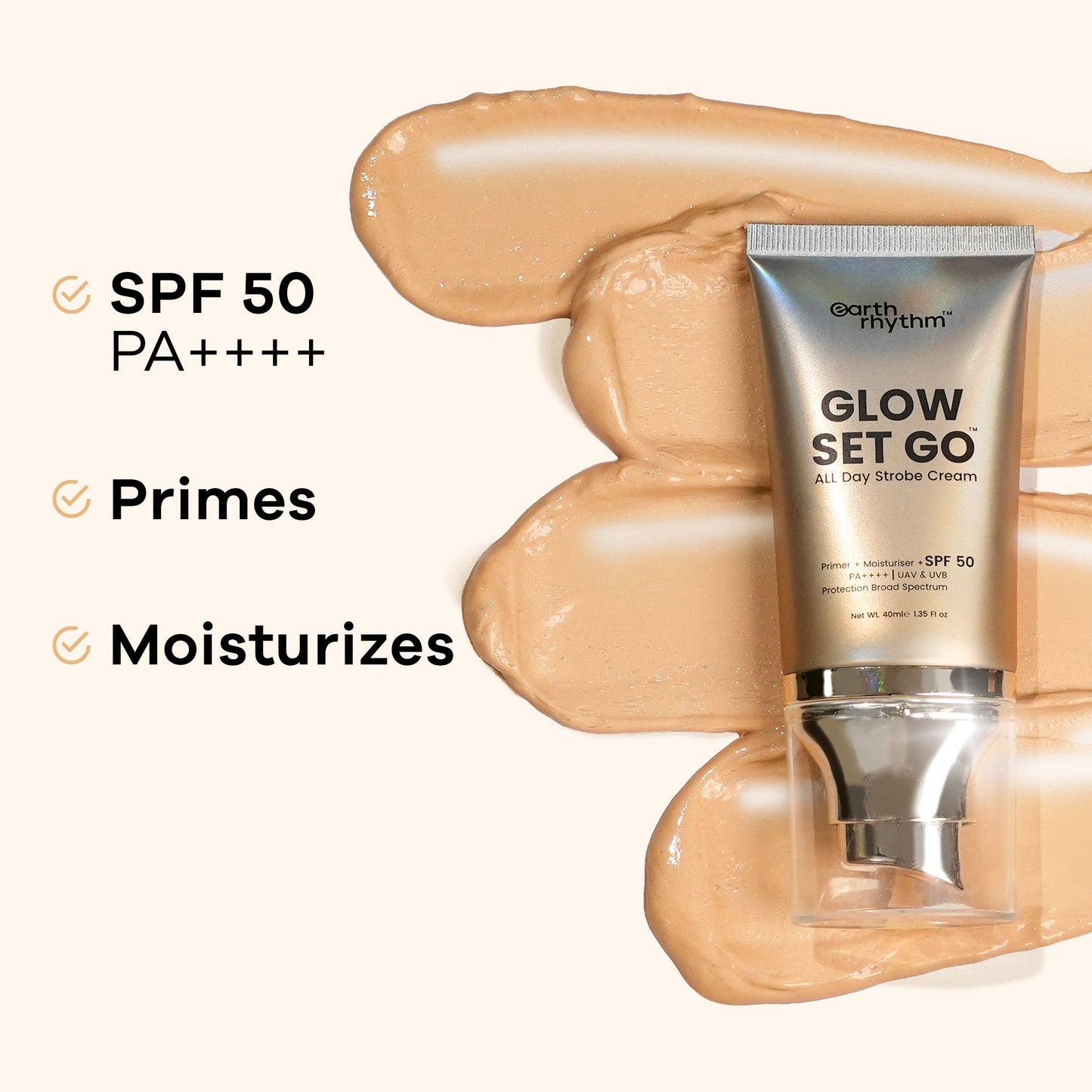 Earth Rhythm Glow Set Go All Day Strobe Creme Primer + Moisturiser + SPF 50 - Pearly Glow - Pearly Glow
