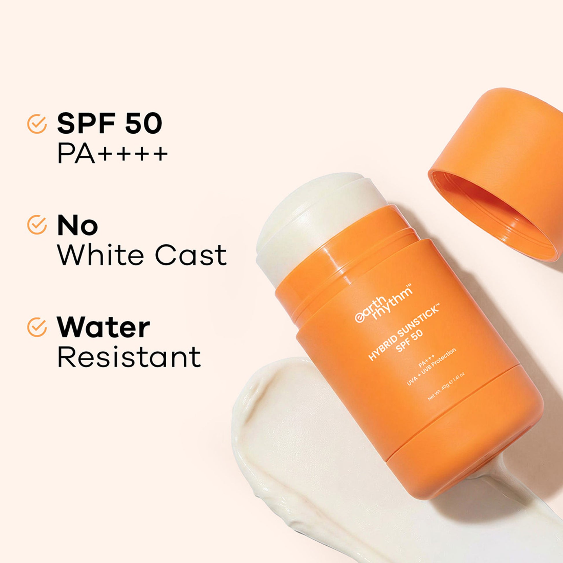 Earth Rhythm Sunstick SPF 50 Hybrid Sunscreen, PA+++, UVA+UVB Protection