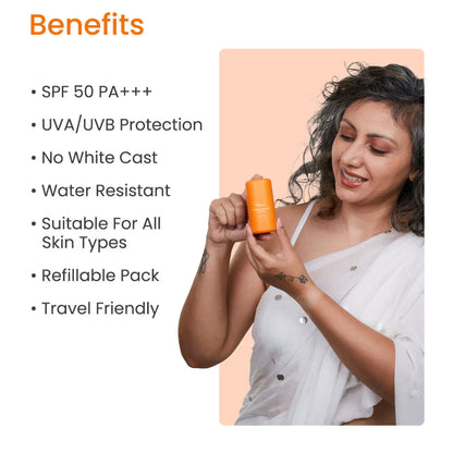 Earth Rhythm Sunstick SPF 50 Hybrid Sunscreen, PA+++, UVA+UVB Protection