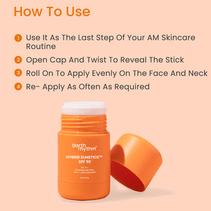 Earth Rhythm Sunstick SPF 50 Hybrid Sunscreen, PA+++, UVA+UVB Protection
