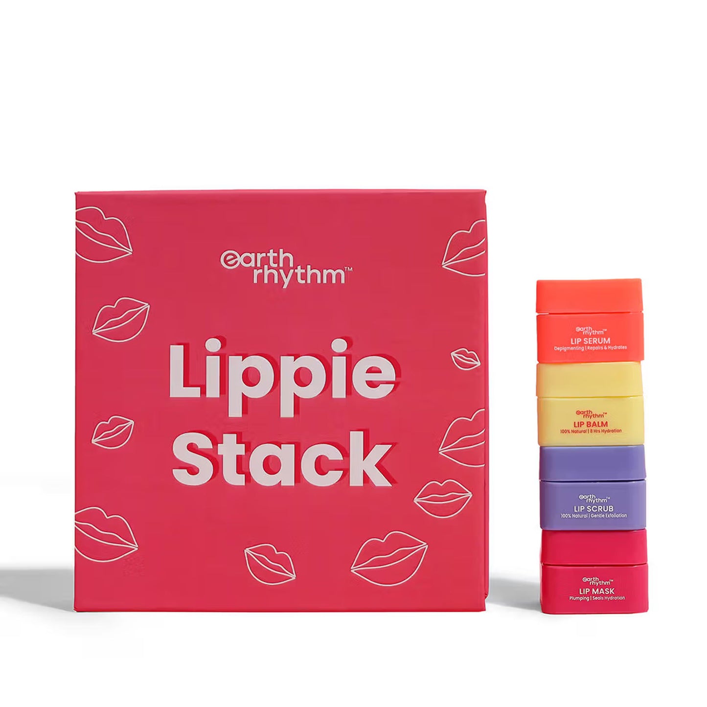 Earth Rhythm Lippie Stack Box Of 4, Lip Scrub, Lip Serum, Lip Balm and Lip Mask