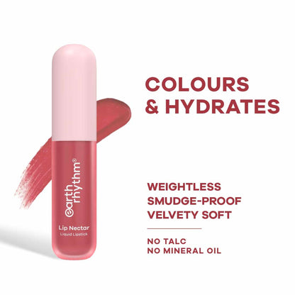 Earth Rhythm Lip Nectar Matte Liquid Lipstick, Weightless, Never Drying, No Mineral Oil - Fig