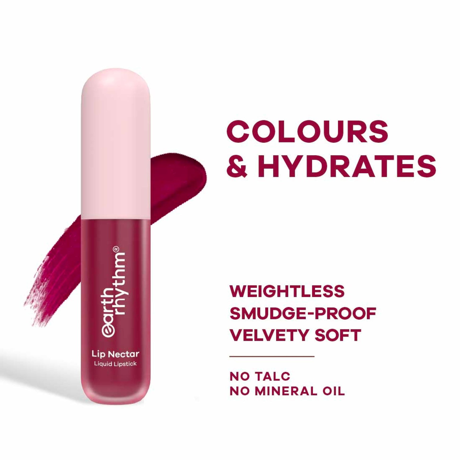 Earth Rhythm Lip Nectar Matte Liquid Lipstick, Weightless, Never Drying, No Mineral Oil - Berry