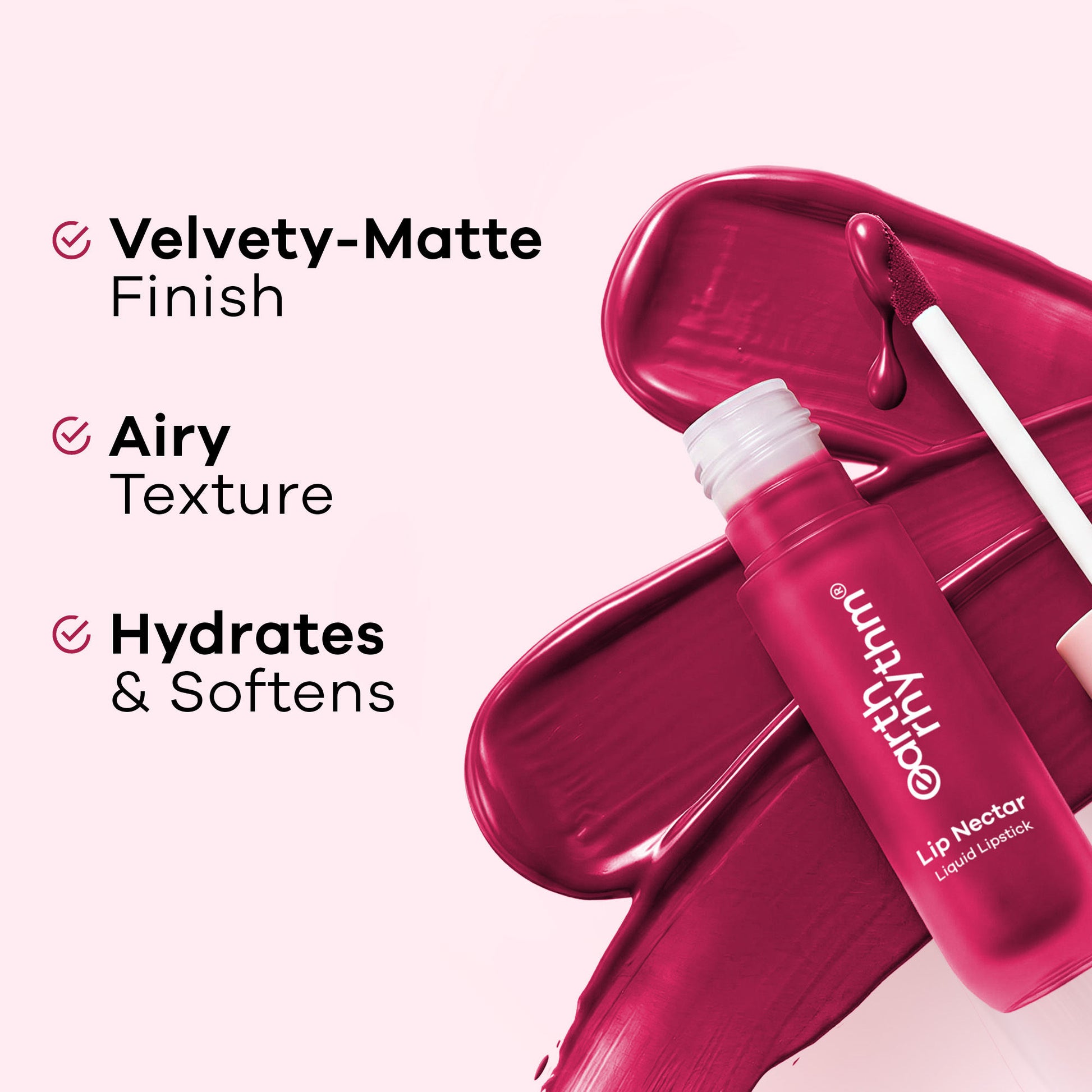 Earth Rhythm Lip Nectar Matte Liquid Lipstick, Weightless, Never Drying, No Mineral Oil - Berry