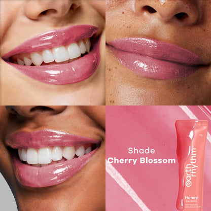 Earth Rhythm Honey Lip Balm Spf 50 Brightens Lips With Propolis, Peptides & Kojic Acid - Cherry Blossom