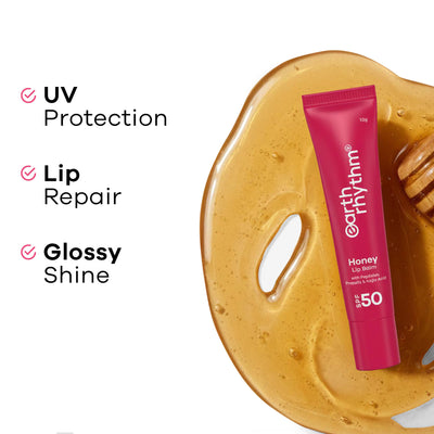 Earth Rhythm Honey Lip Balm Spf 50 Brightens Lips With Propolis, Peptides & Kojic Acid - Wildflower
