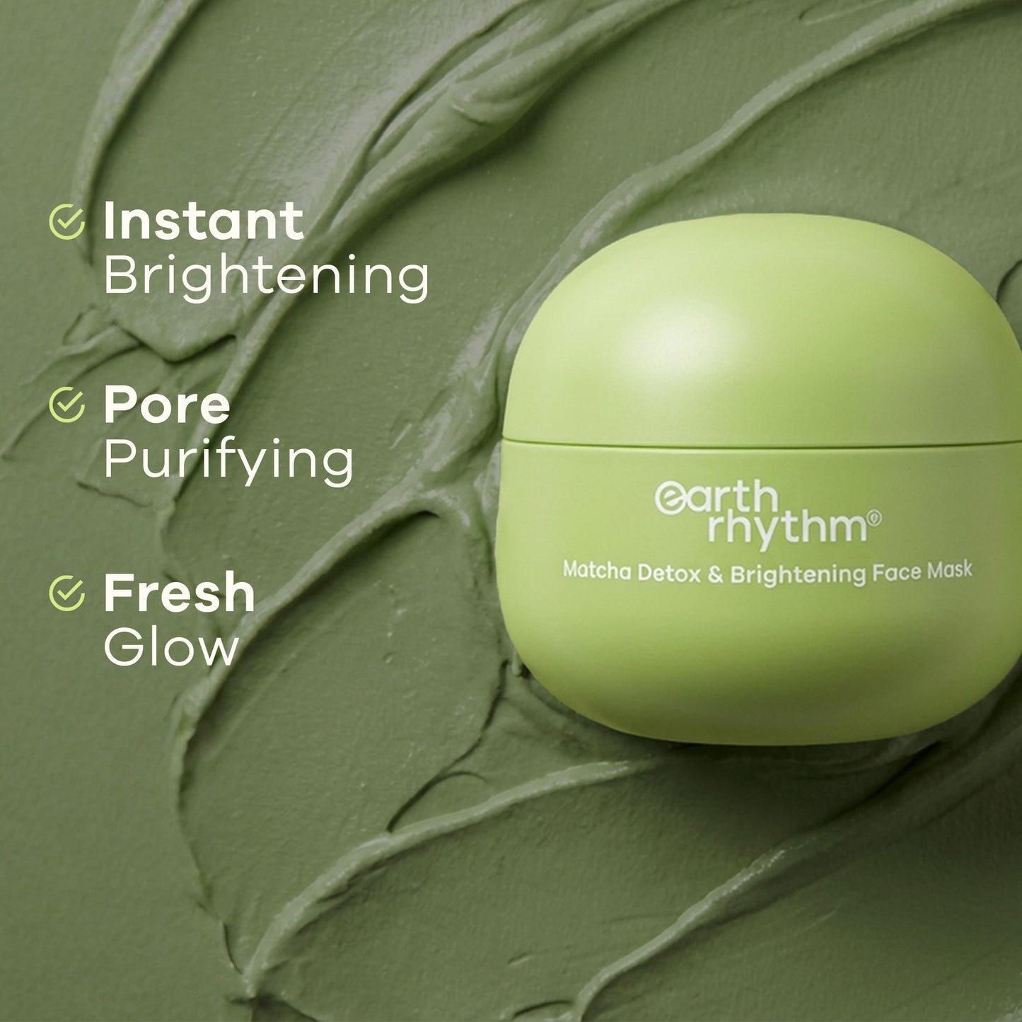 Earth Rhythm Matcha Face Mask Brightens & Detoxifies Skin With Matcha Green Tea & Glutathione
