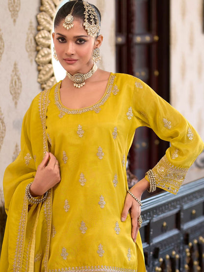 Indyancart IE Women Ethnic Motifs Embroidered Regular Kurta with Palazzos & With Dupatta