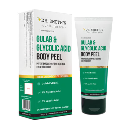 Dr. Sheth's Gulab & Glycolic Acid Body Peel for Glow I Exfoliating, Brightening & Tan Removal | 100g