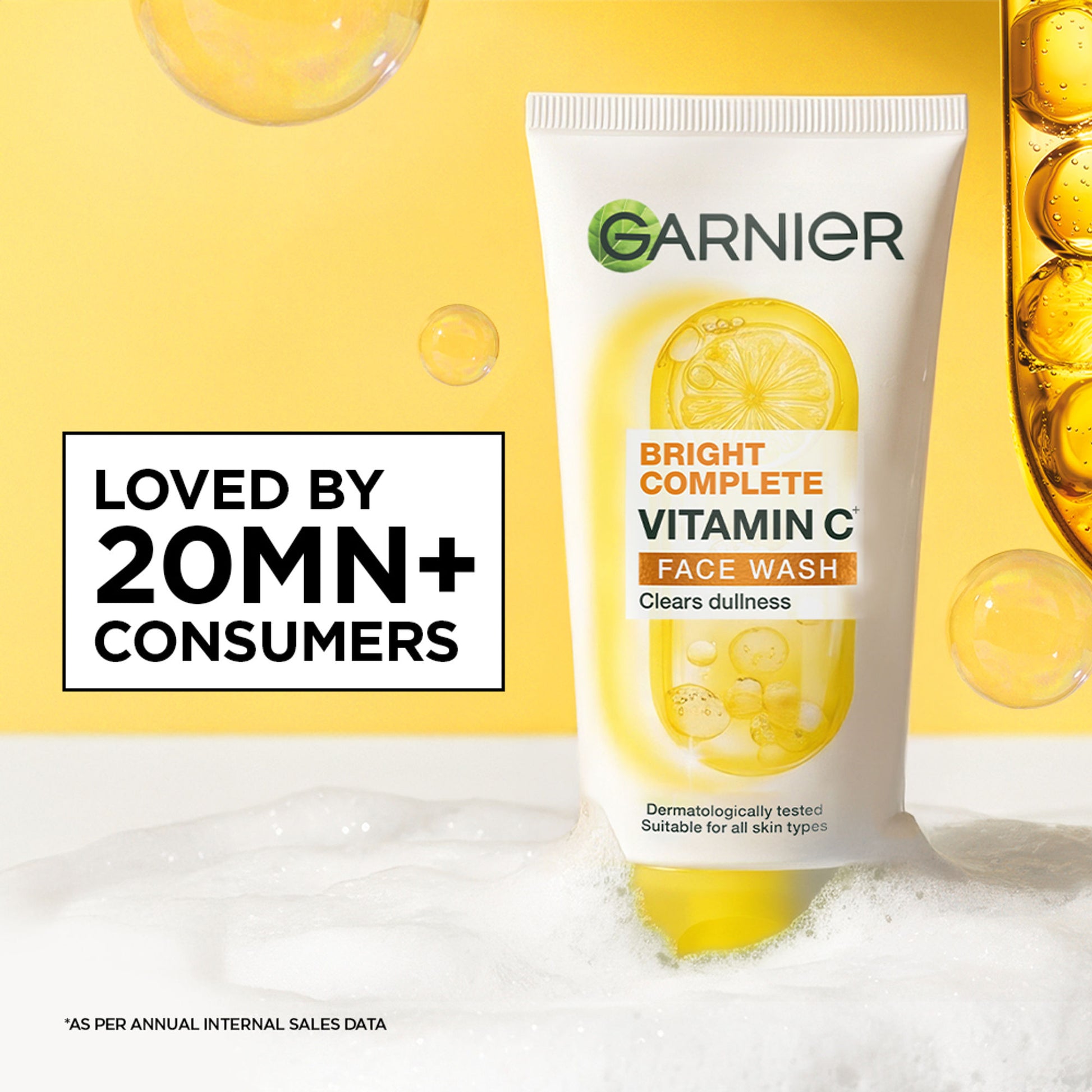 Garnier Vitamin C Face Wash for Brighter Skin Cleanses Skin & Removes Impurities