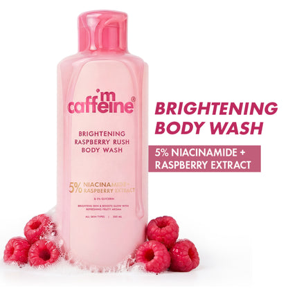 MCaffeine Brightening Body Wash 5% Niacinamide & Raspberry Boosts Glow, 5% Glycerine Softens Skin