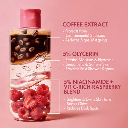 MCaffeine Brightening Body Wash 5% Niacinamide & Raspberry Boosts Glow, 5% Glycerine Softens Skin