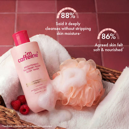 MCaffeine Brightening Body Wash 5% Niacinamide & Raspberry Boosts Glow, 5% Glycerine Softens Skin