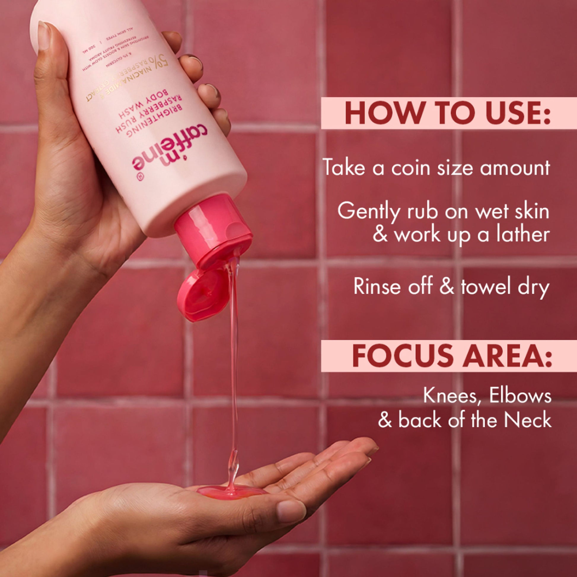 MCaffeine Brightening Body Wash 5% Niacinamide & Raspberry Boosts Glow, 5% Glycerine Softens Skin