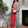 Dhiyona VA Women's Floral Yoke Design Sequinned Kurta with Trousers & With Dupatta