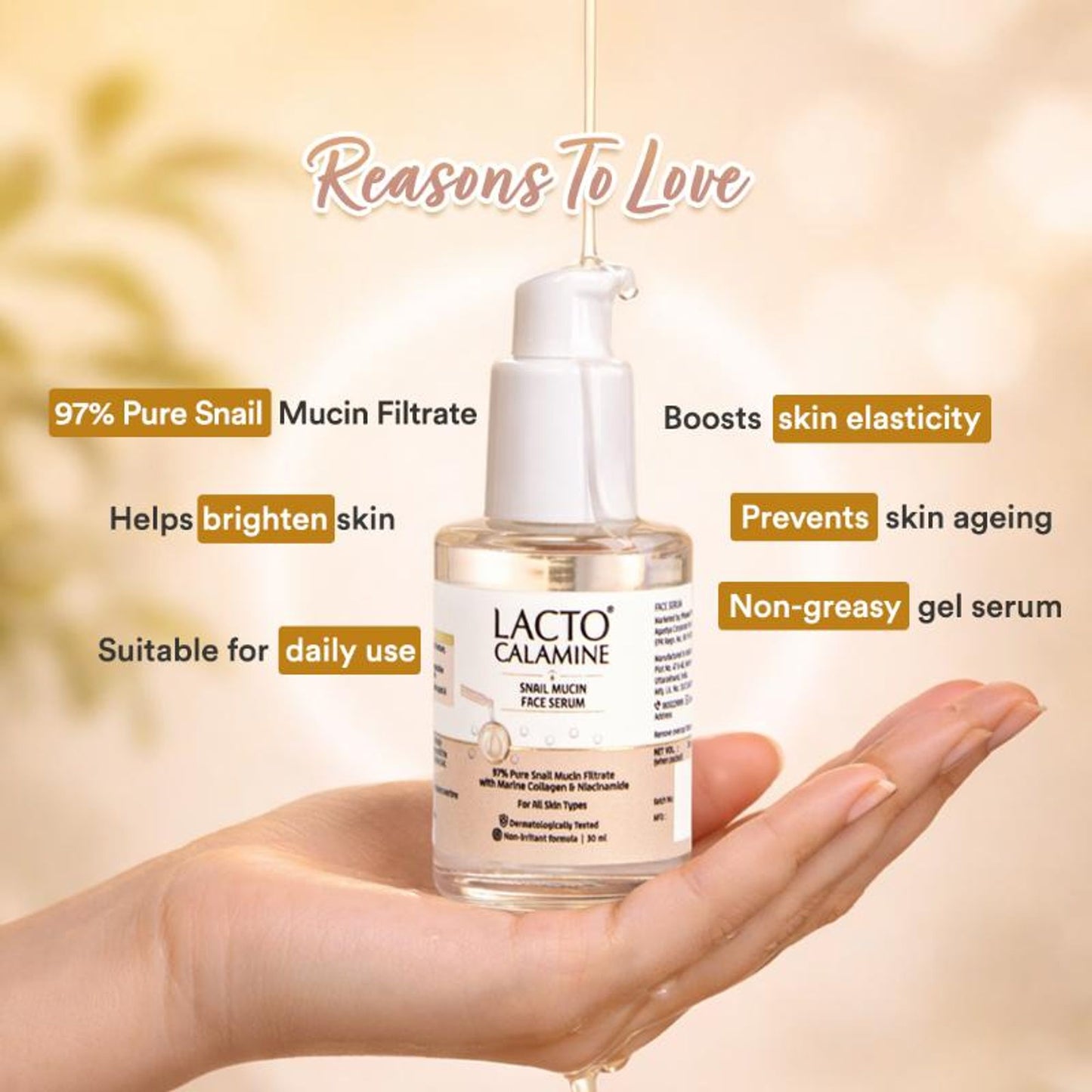 Lacto Calamine 97% Pure Snail Mucin Face Serum