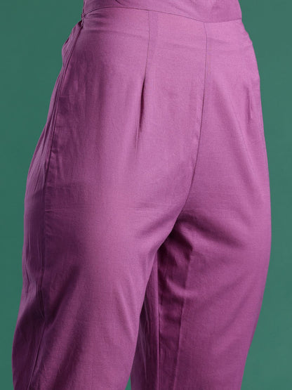 Indyancart IE Floral Embroidered Pure Cotton Kurta with Trousers