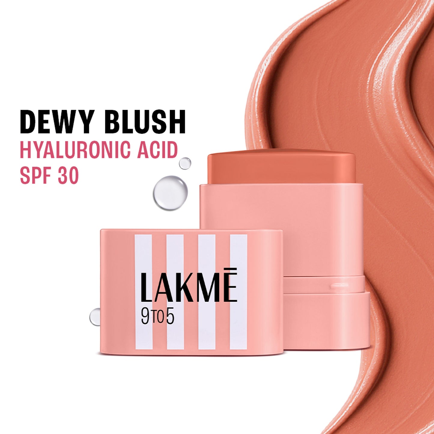Lakme 9to5 Hya Beach Edit Blush, SPF 30, Creamy Texture, Dewy Finish - Weekend Flush