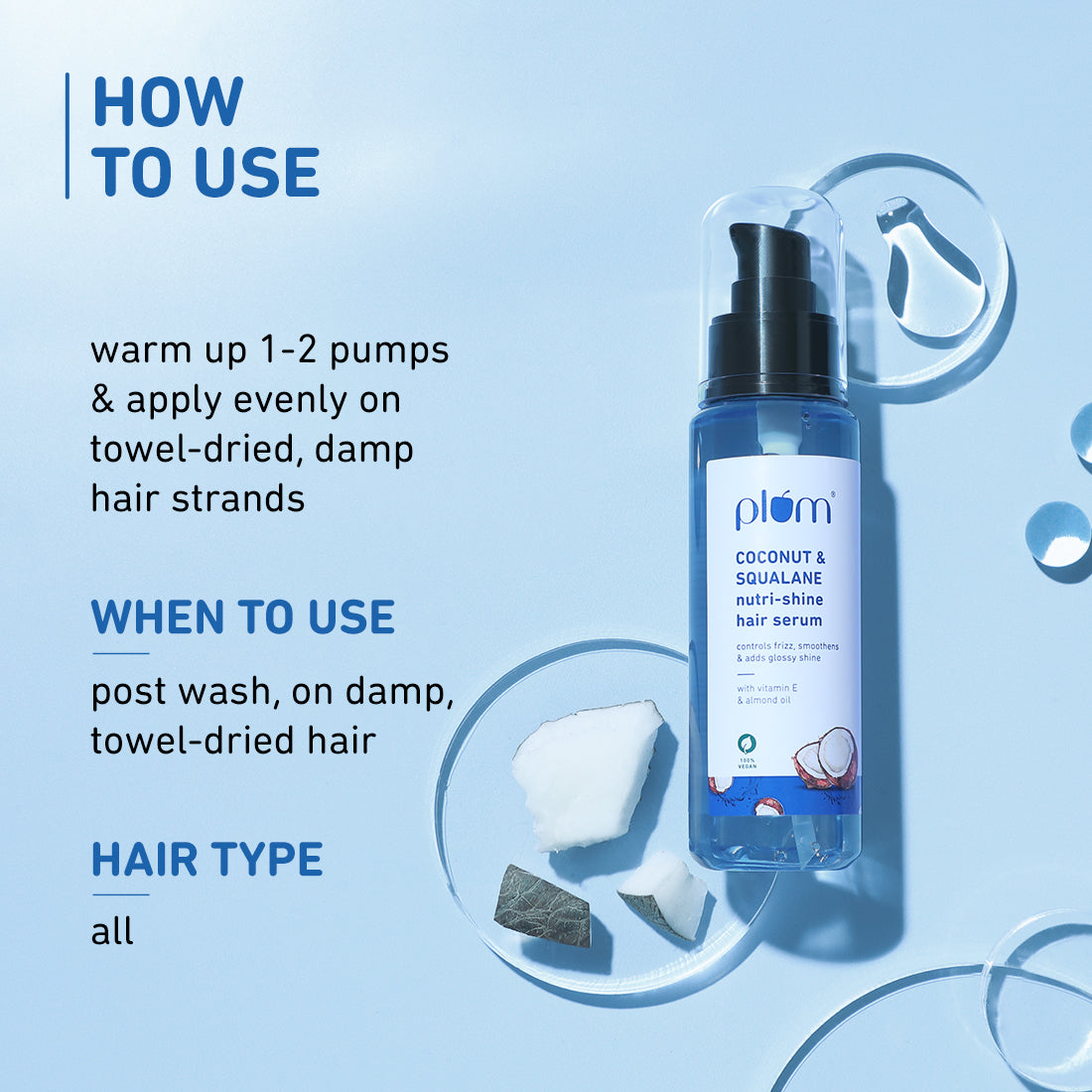 Plum Goodness Coconut & Squalane Hair Serum For Soft & Shiny Hair