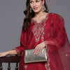 Dhiyona IE Women Floral Embroidered Regular Kurta with Trousers & With Dupatta