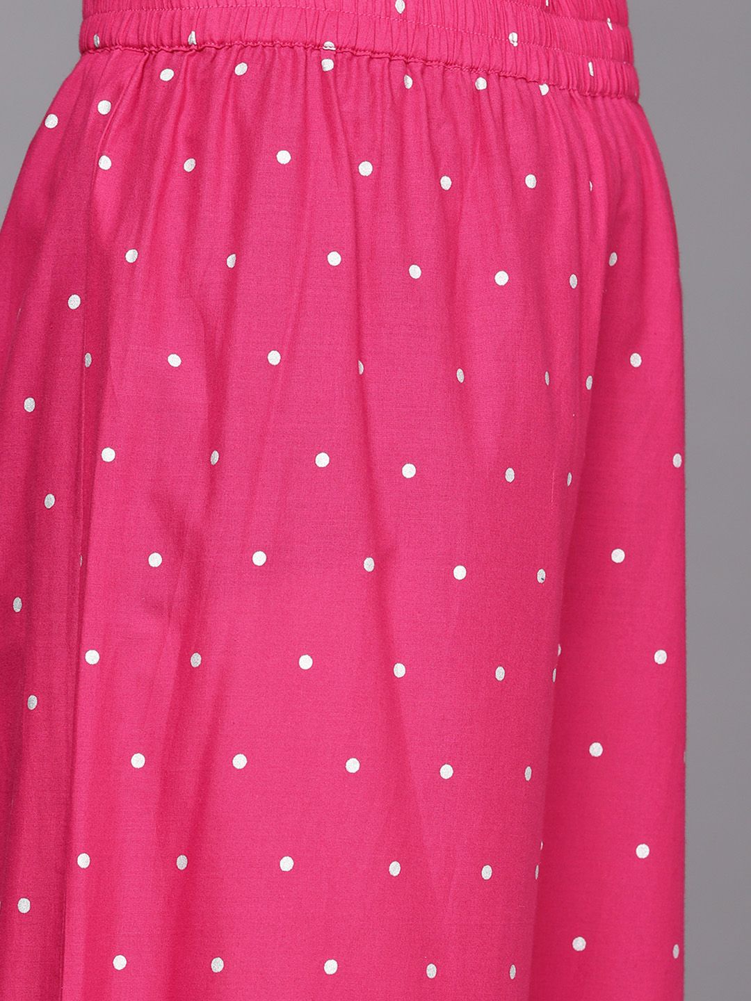 Indyancart VA Women's Fuchsia Pink Ethnic Motifs Pure Cotton Kurta with Palazzos & With Dupatta