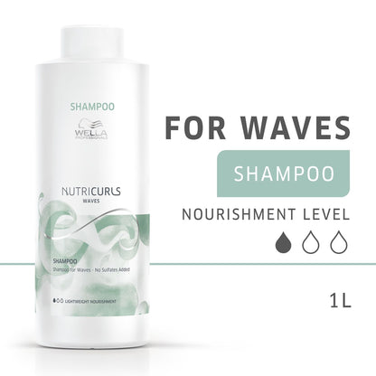 Wella Professionals Nutricurls Sulfate Free Shampoo for Wavy Hair Anti-Frizz Shampoo for Dry Hair