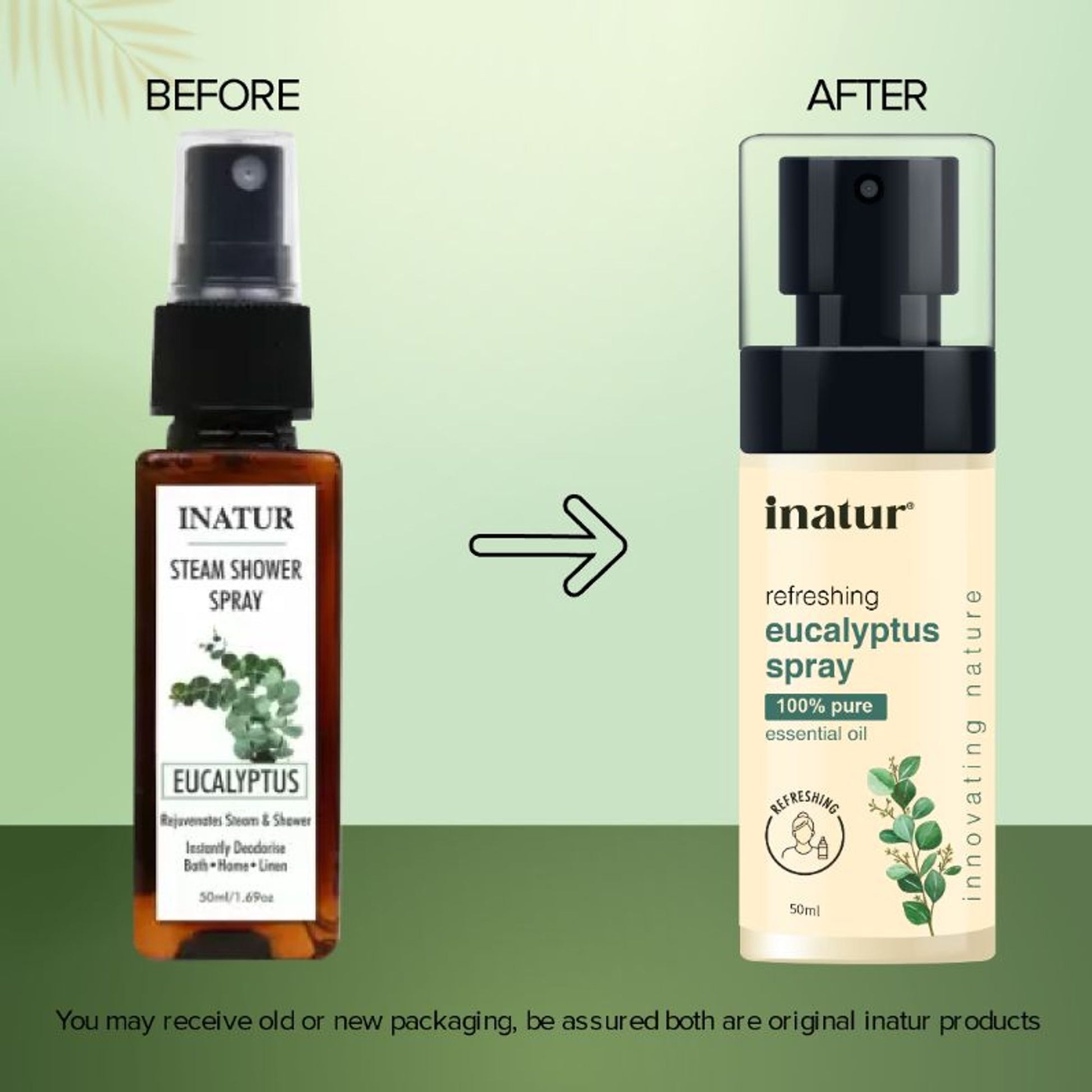 inatur Eucalyptus Spray, 100% Natural, for Shower, Steam & Diffuser, Relief Stiffness & Congestion
