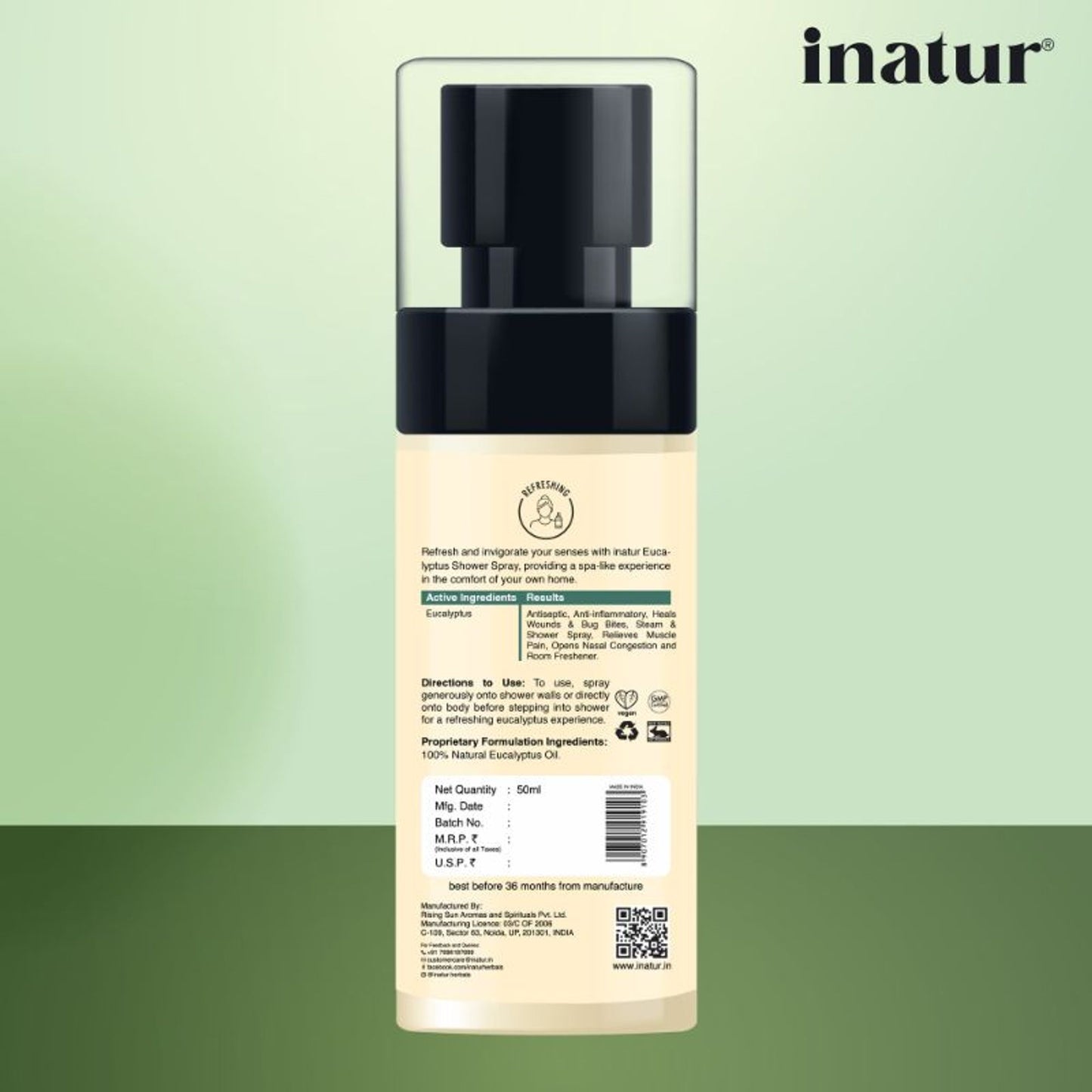 inatur Eucalyptus Spray, 100% Natural, for Shower, Steam & Diffuser, Relief Stiffness & Congestion
