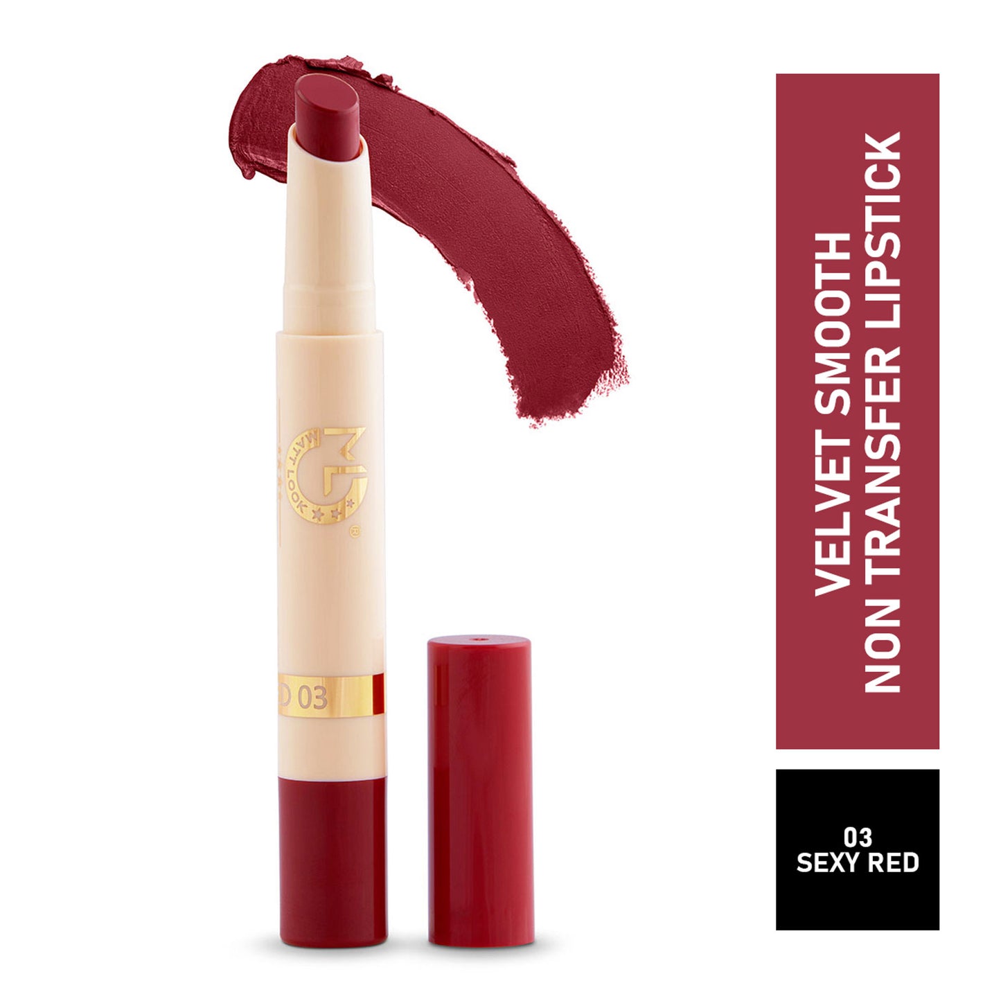 Matt look Velvet Smooth Non Transfer Lipstick - Sexy Red