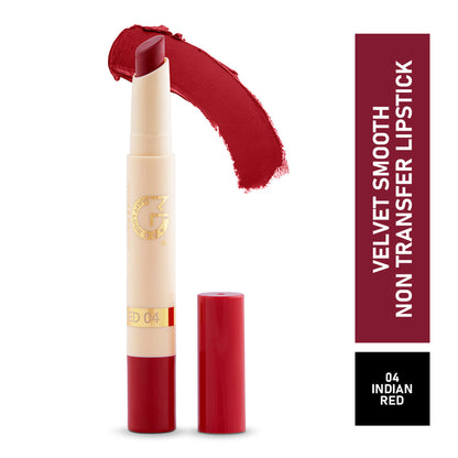 Matt look Velvet Smooth Non Transfer Lipstick - Indian Red