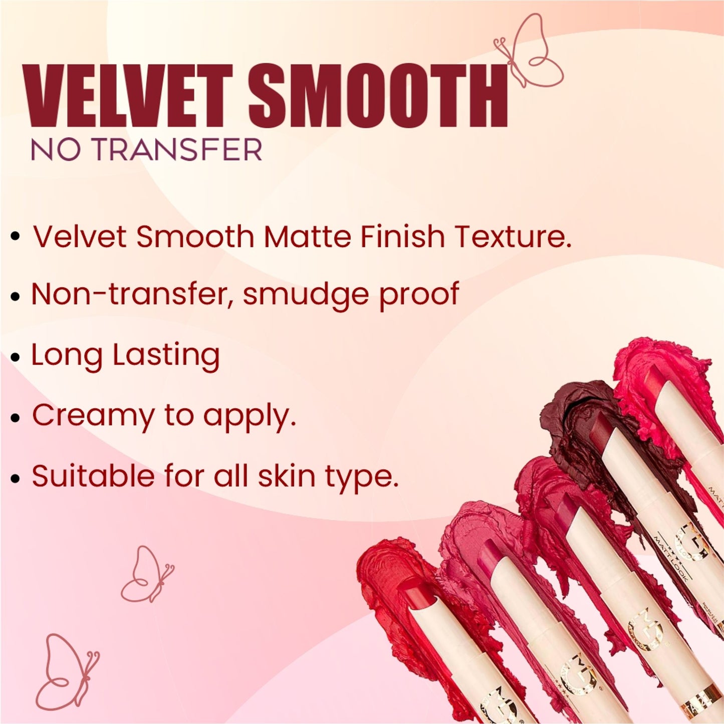 Matt look Velvet Smooth Non Transfer Lipstick - Rust
