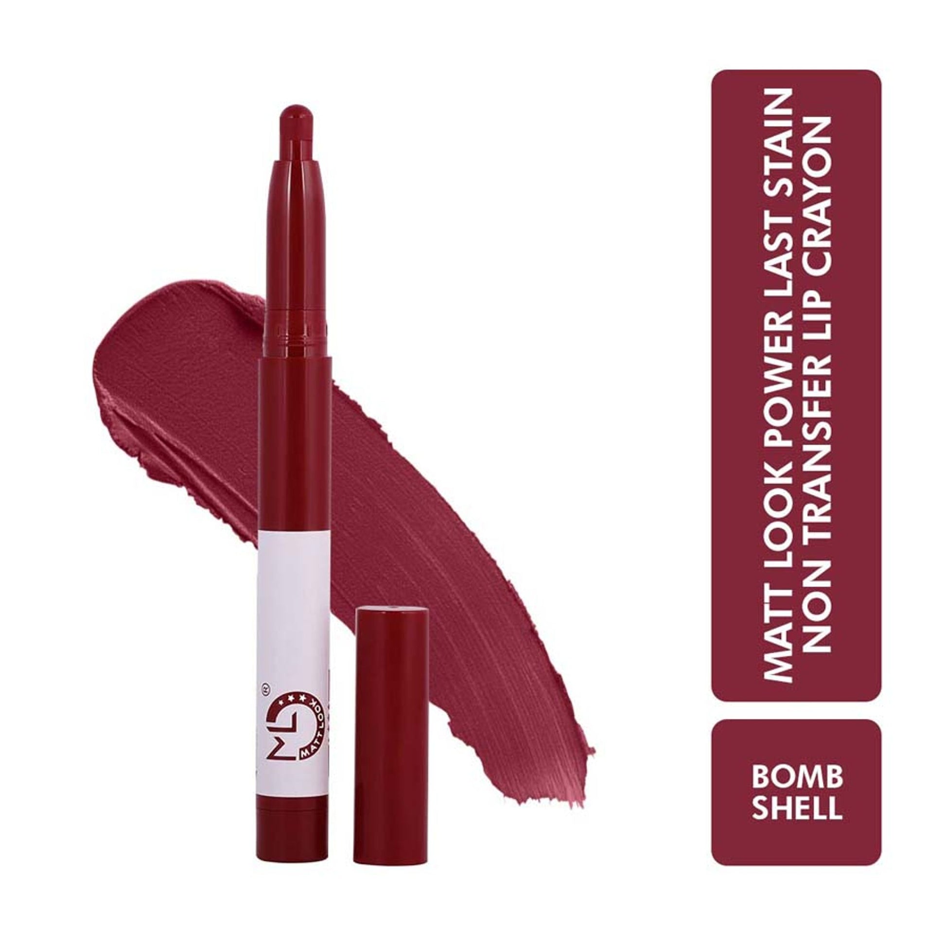 Matt look Power Last Lip Stain Crayon Lipstick - Bomb Shell