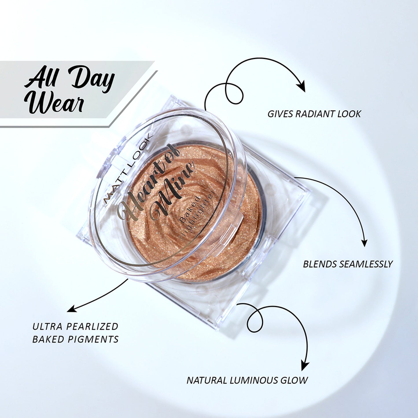 Matt look Heart Of Mine Baked Highlighter - 03 Blossom Glow