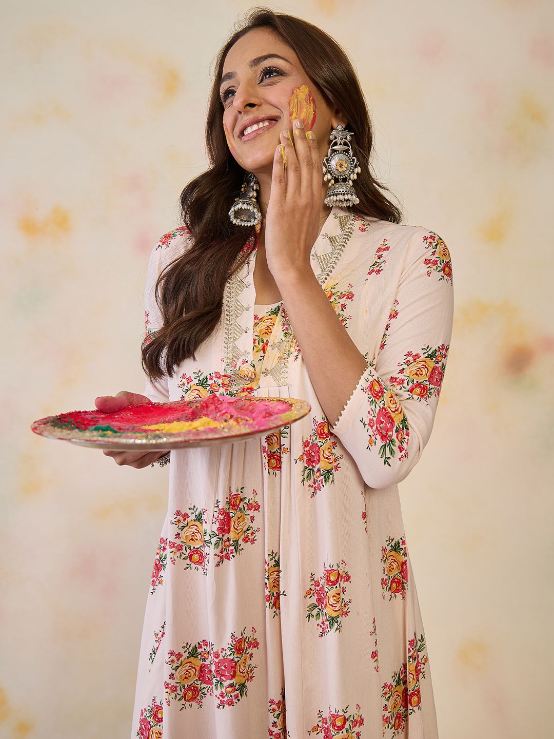 Indyancart IE Women Floral Printed Floral Kurta
