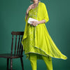 Dhiyona IE Women Bandhani Printed Empire Thread Work Pure Cotton Kurta with Trousers & With Dupatta