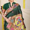 Dhiyona GR Women's Lotus Dark Green Zari Paithani Silk Saree