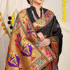 Dhiyona GR Women's Lotus Black Zari Paithani Silk Saree