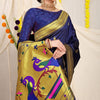 Dhiyona GR Women's Gol Mor Navy Zari Paithani Silk Saree