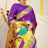 Dhiyona GR Women's Gol Mor Purple Zari Paithani Silk Saree