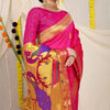 Dhiyona GR Women's Gol Mor Fuchsia Pink Zari Paithani Silk Saree