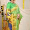Dhiyona GR Women's Gol Mor Mint Green Zari Paithani Silk Saree