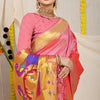 Dhiyona GR Women's Gol Mor Light Pink Zari Paithani Silk Saree