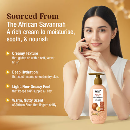 WOW Skin Science Shea Butter With Lactic Acid Body Lotion - Moisturize Dry Skin