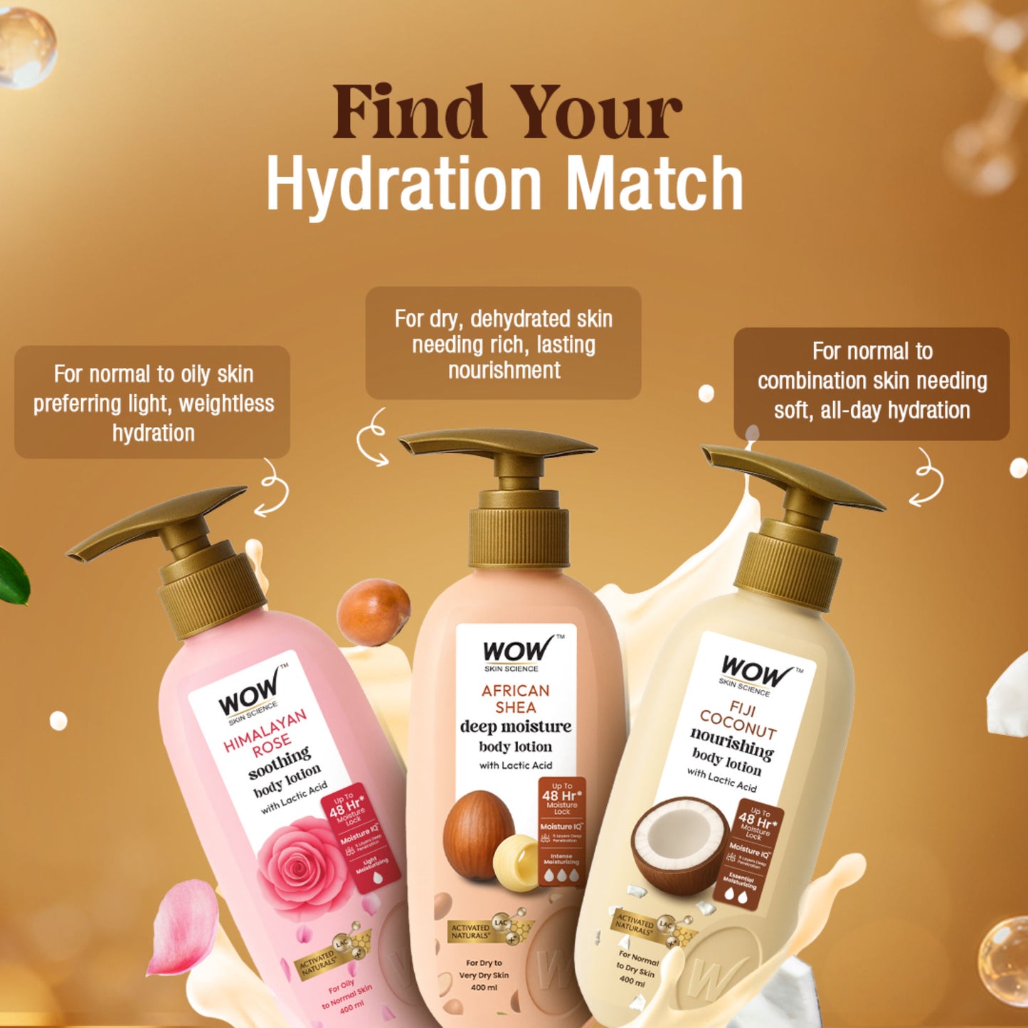 WOW Skin Science Shea Butter With Lactic Acid Body Lotion - Moisturize Dry Skin