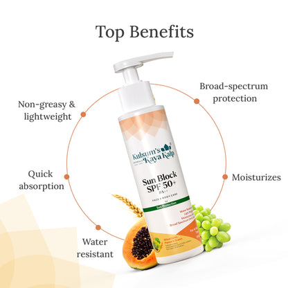Kulsum's Kaya Kalp Sun Block SPF 50+ PA++ Face & Body Care
